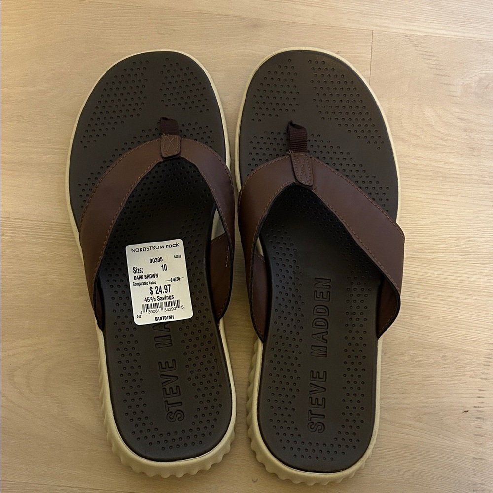 Steve Madden Dark Brown Men's Flip-Flops